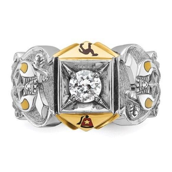 IBGoodman 14K Two-Tone Masonic Shriner’s Ring – 0.50ct Diamond, Size 10 - Picture 4 of 9